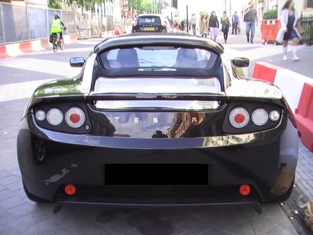 A Tesla Roadster electric car in London